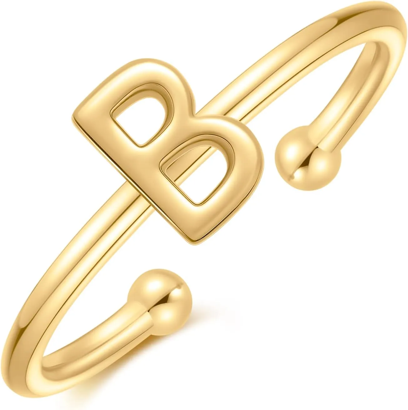925 Sterling Silver Rings - Adjustable Initial & Stackable Cute Rings for Women - Jewelry Gifts