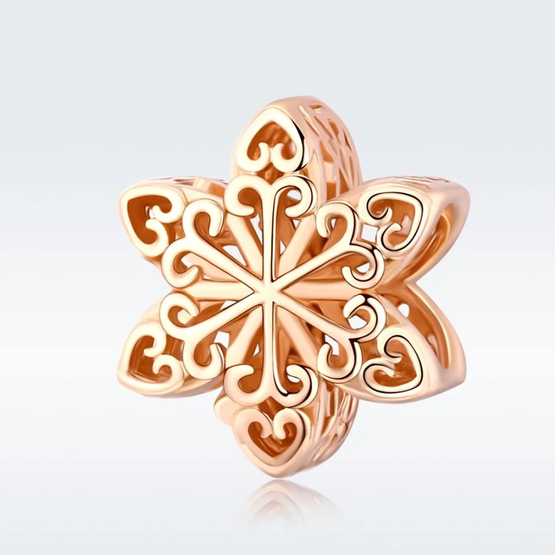 925 Sterling Silver Rose Gold Snowflake Beads For Diy Bracelets & Necklaces