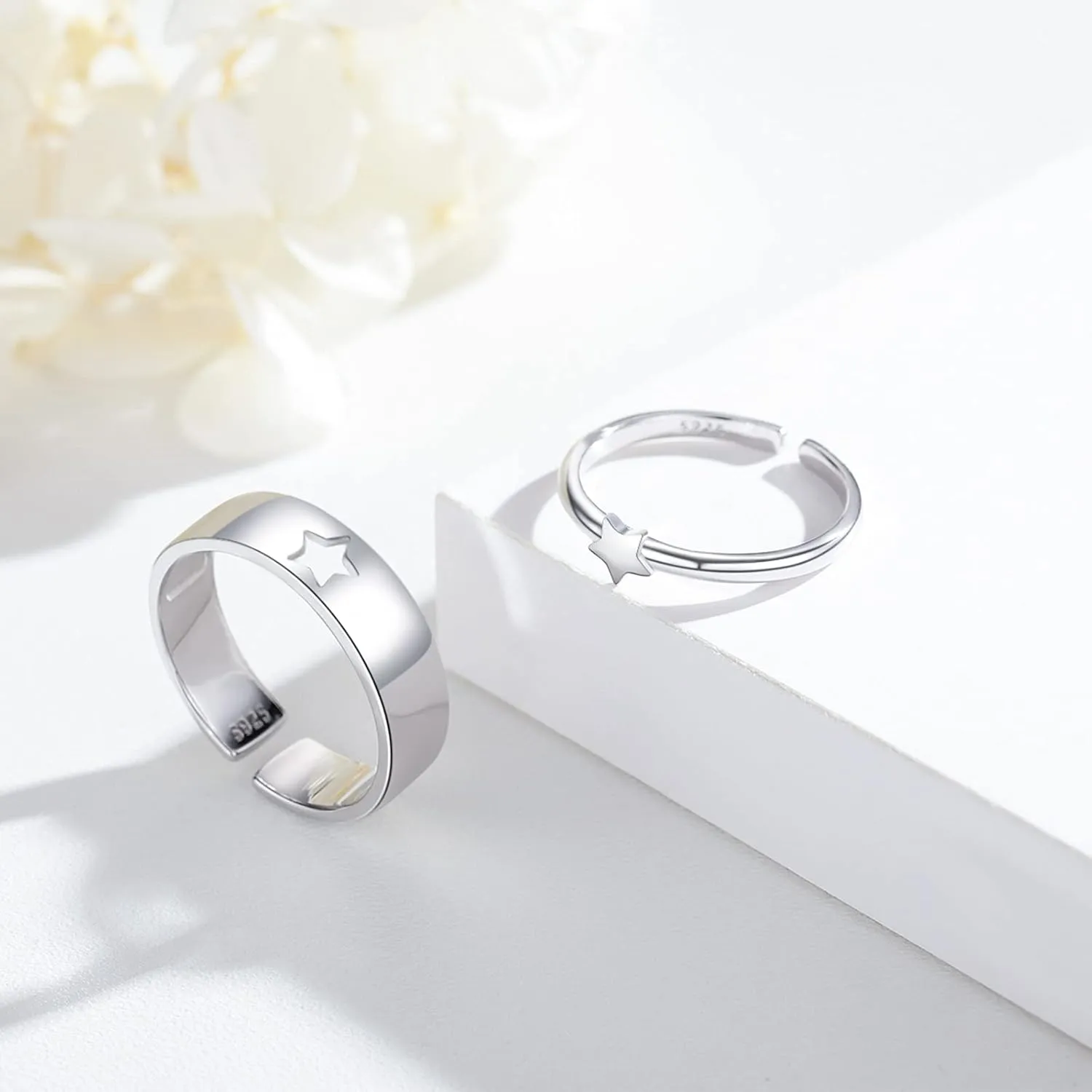925 Sterling Silver Simple Ring Adjustable Open Ring Jewelry Gift for Women Christmas Birthday Engagement Wedding Rings Trendy