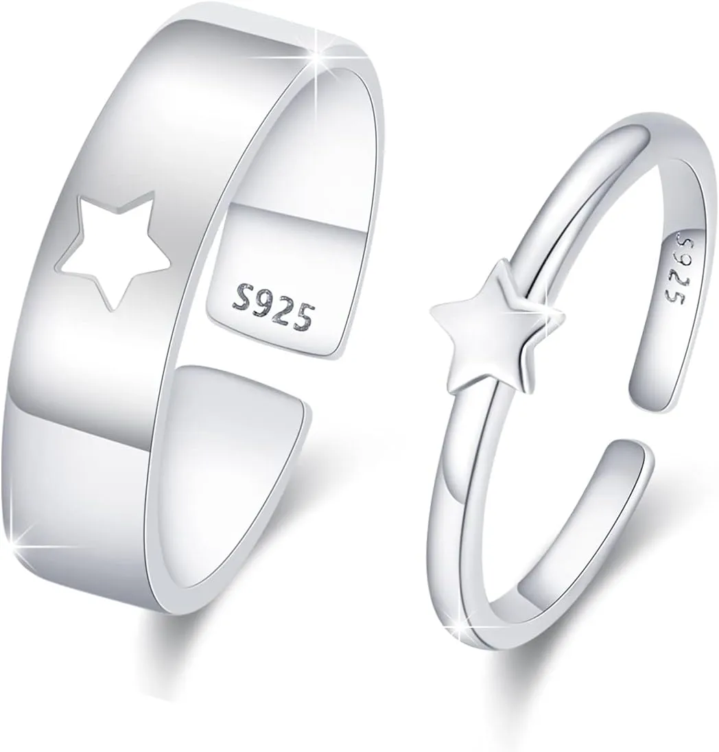 925 Sterling Silver Simple Ring Adjustable Open Ring Jewelry Gift for Women Christmas Birthday Engagement Wedding Rings Trendy