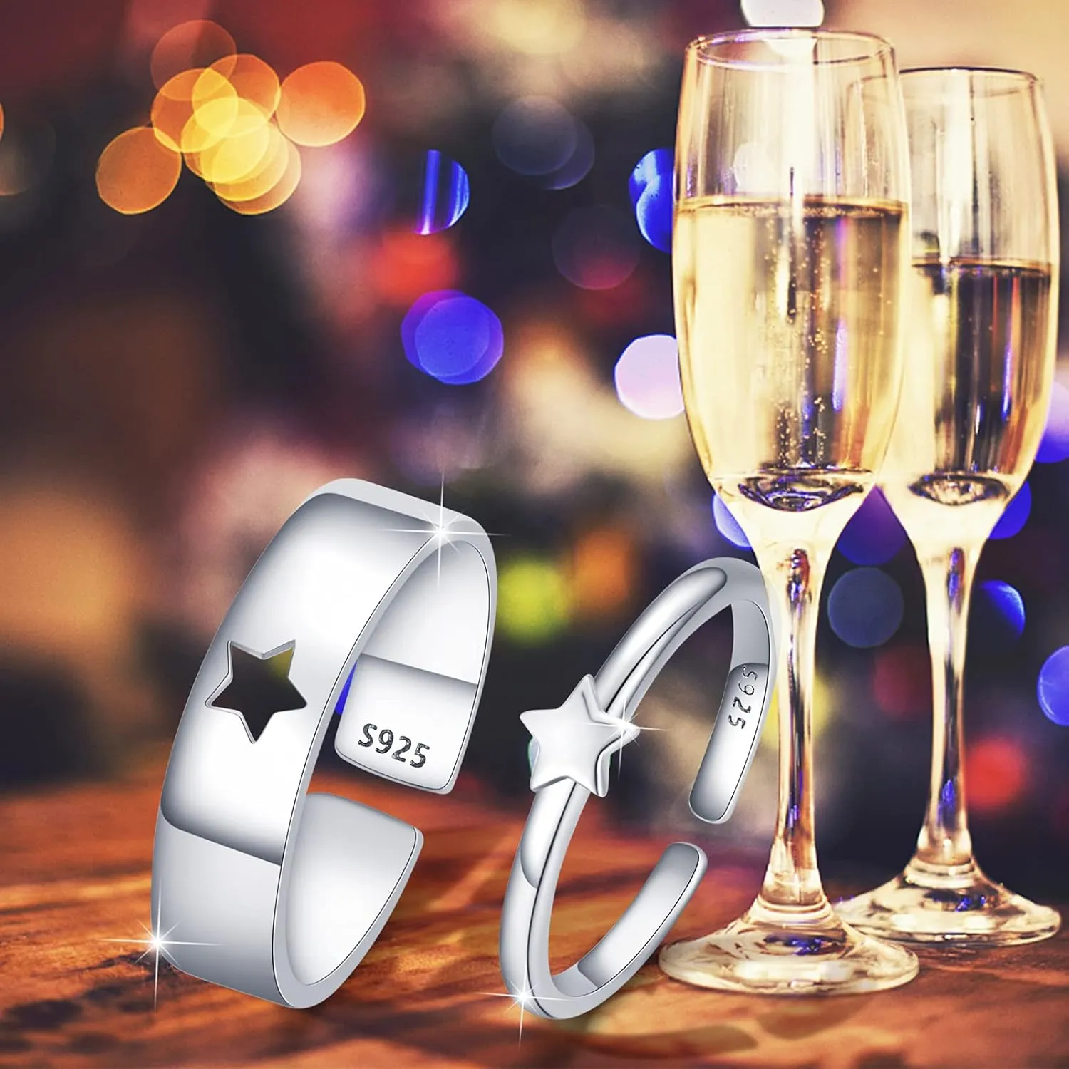 925 Sterling Silver Simple Ring Adjustable Open Ring Jewelry Gift for Women Christmas Birthday Engagement Wedding Rings Trendy