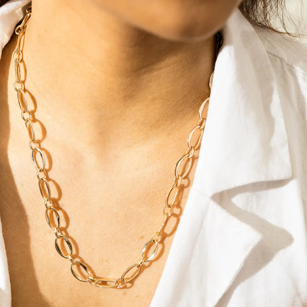 9ct Yellow Gold Modern Oval Link Necklace