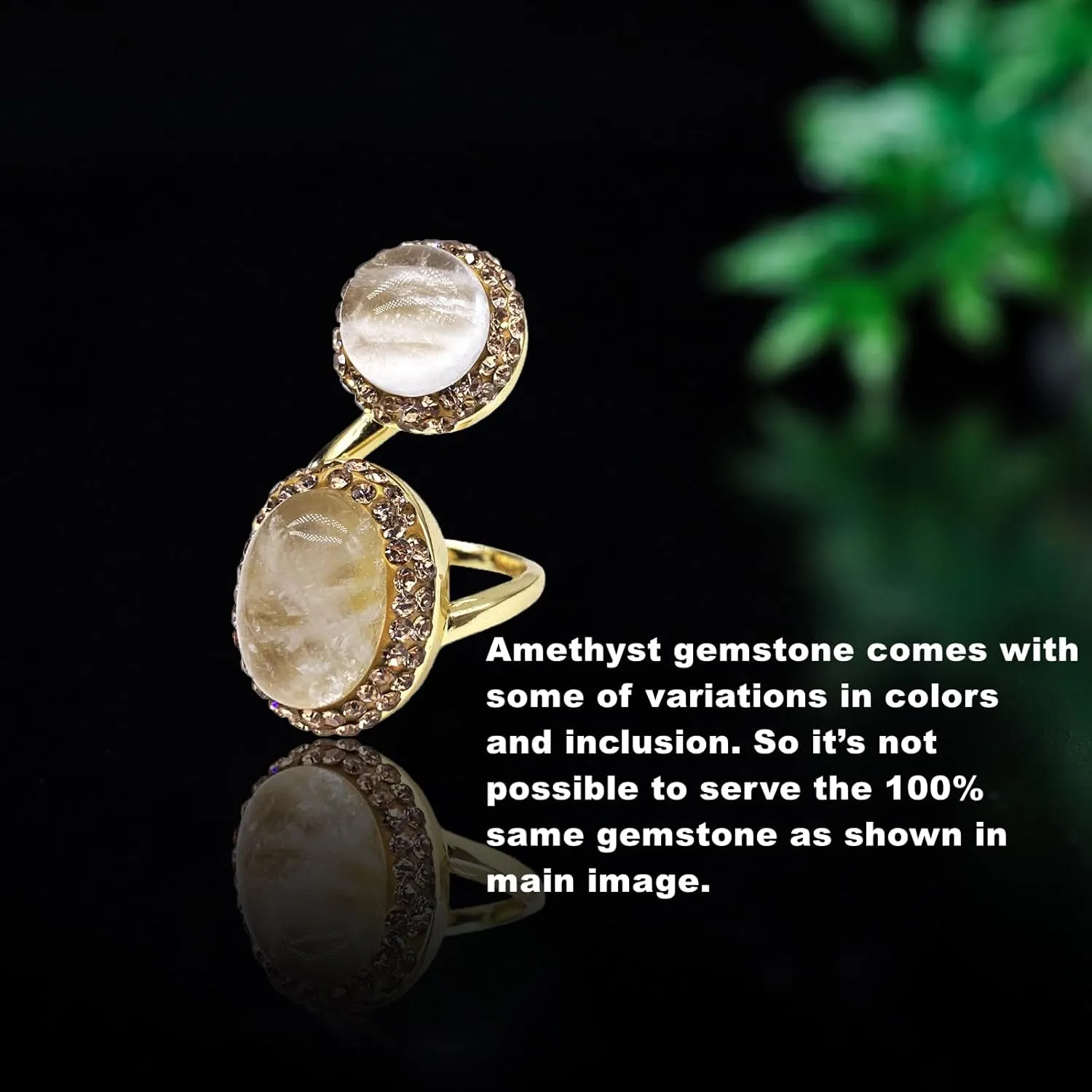 Adjustable Rings for Women,Gold Plated Rings with Natural Stone Womens Rings