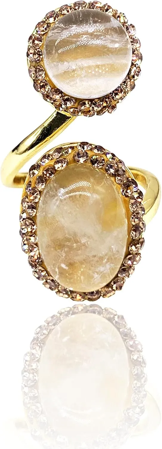 Adjustable Rings for Women,Gold Plated Rings with Natural Stone Womens Rings