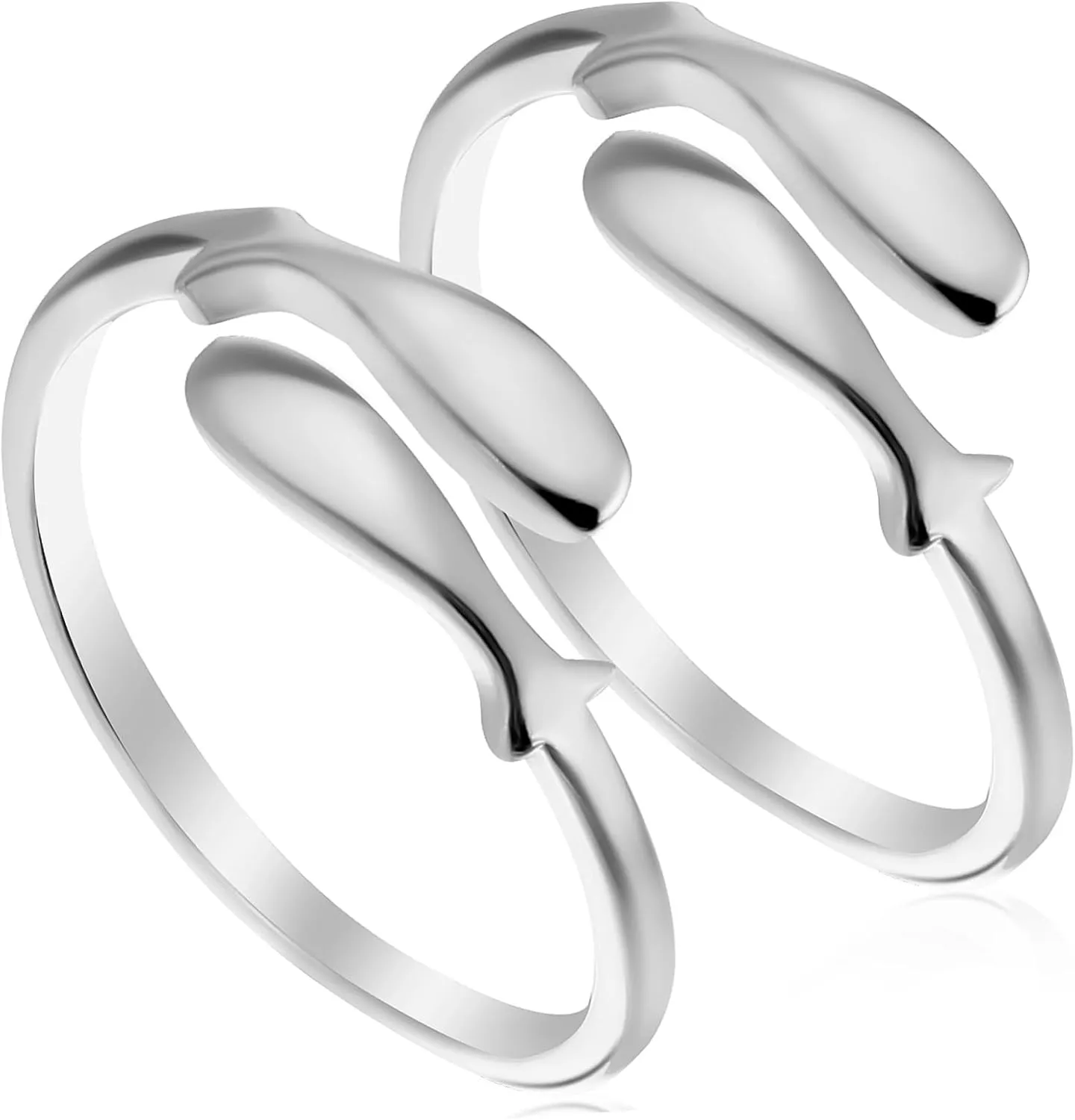 Adjustable Size Fish Ring Set for Women Fashionable Jewelry for Halloween Birthdays