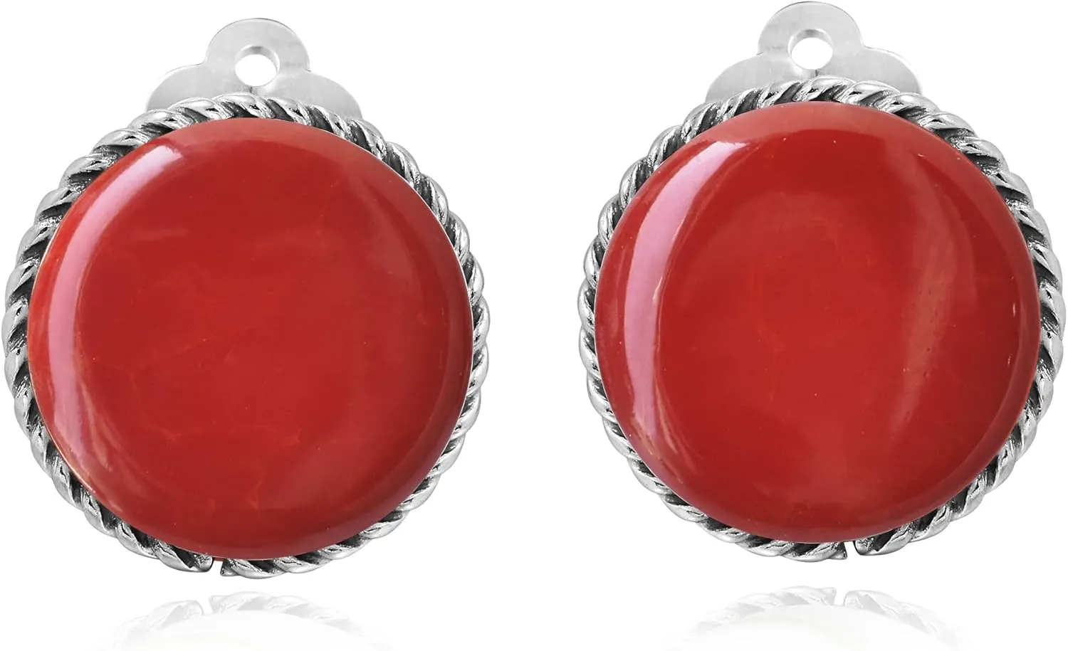 AeraVida Classic 18 mm Round Button .925 Sterling Silver Clip on Earrings | Clip On Earrings For Women No Piercing