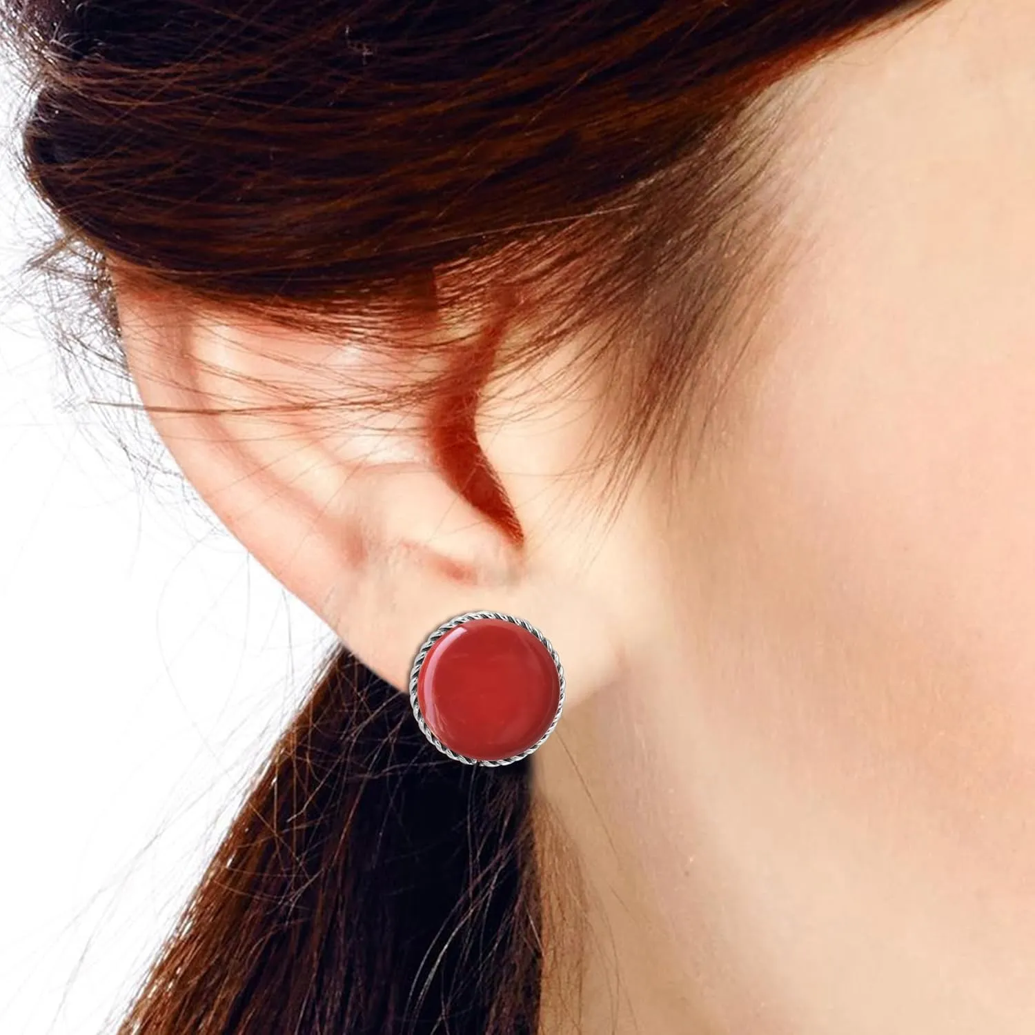 AeraVida Classic 18 mm Round Button .925 Sterling Silver Clip on Earrings | Clip On Earrings For Women No Piercing