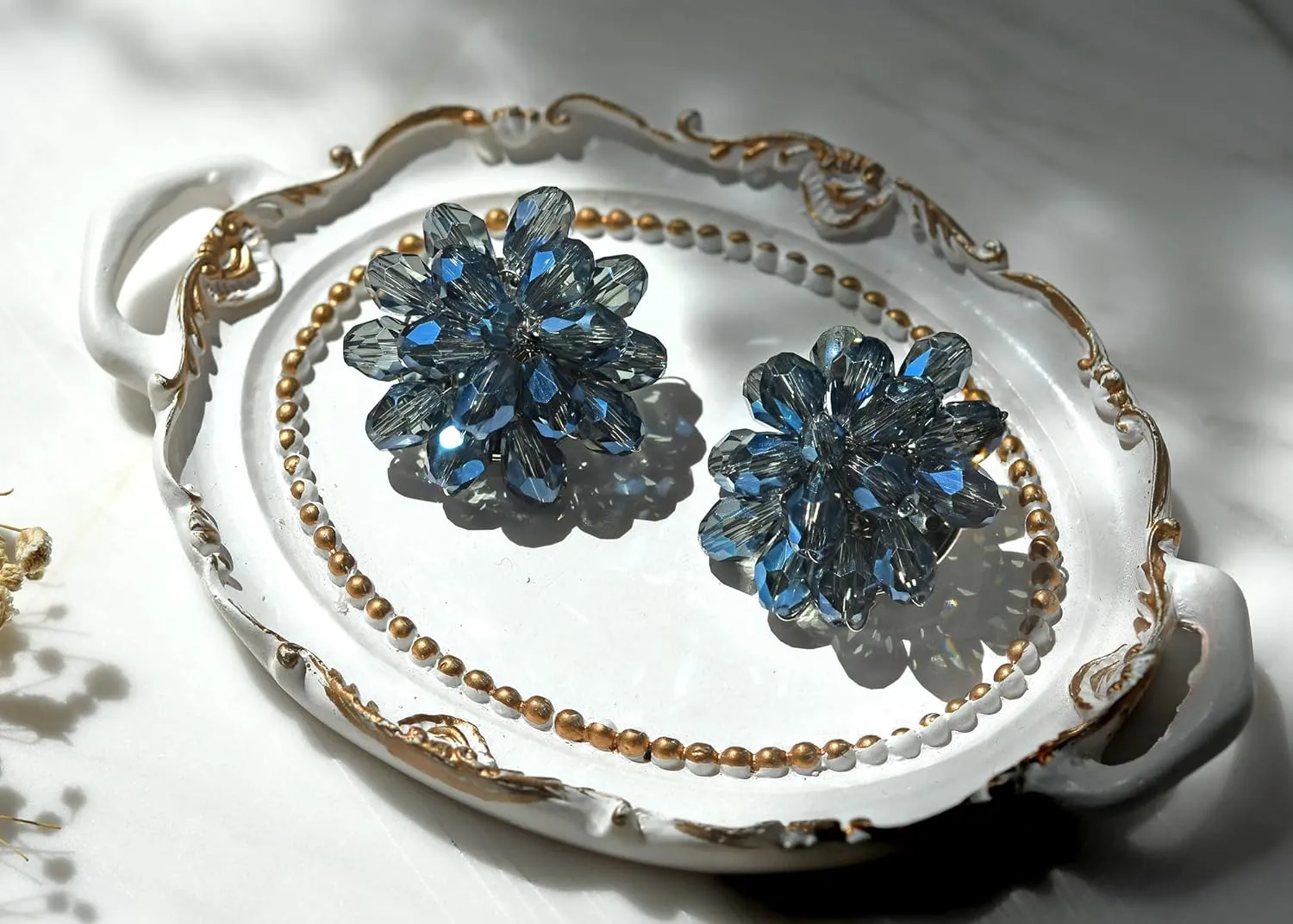 Aeravida Dazzling Chrysanthemum Floral Crystal Clip On Earrings | Elegant Jewelry Wire | Clip-on Earrings | Trendy Clip-on Earrings | Gift for Women