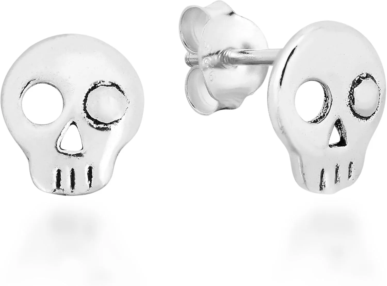AeraVida Punk Mini One-Eyed Skull .925 Sterling Silver Stud Earrings | Sterling Silver Skull Stud Earrings for Women | 925 Stud Earrings Jewelry Gifts | Skull Earrings Sterling Silver