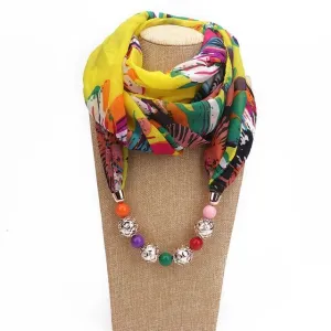 Afrikana Chiffon Beaded Scarf Necklace
