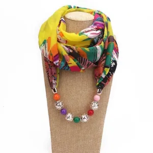 Afrikana Chiffon Beaded Scarf Necklace