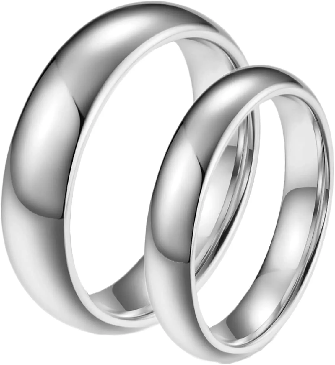 Aienid Personalized Wedding Bands for Couples Wedding Bands Tungsten Sets 6MM 4MM Silver Polished Ring