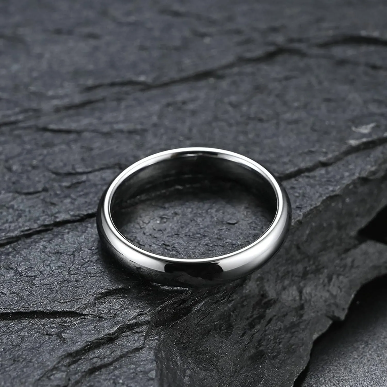 Aienid Personalized Wedding Bands for Couples Wedding Bands Tungsten Sets 6MM 4MM Silver Polished Ring