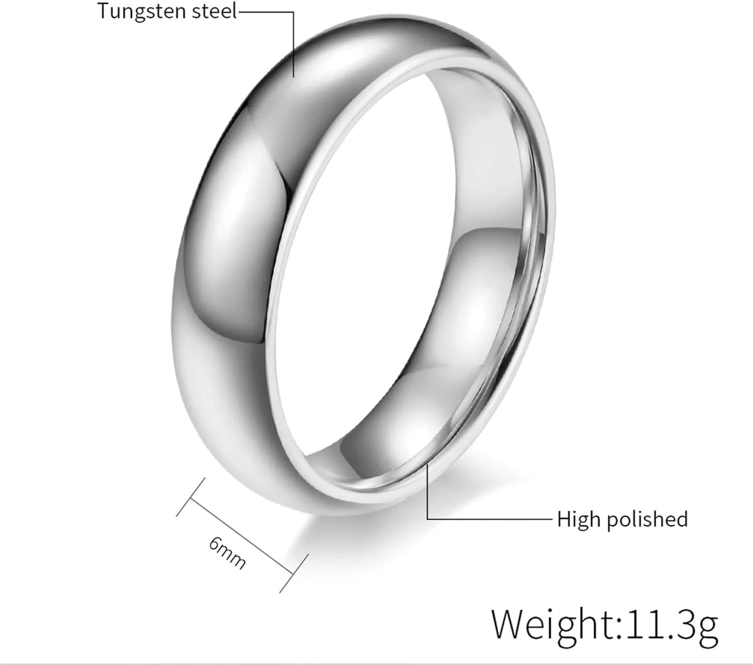 Aienid Personalized Wedding Bands for Couples Wedding Bands Tungsten Sets 6MM 4MM Silver Polished Ring