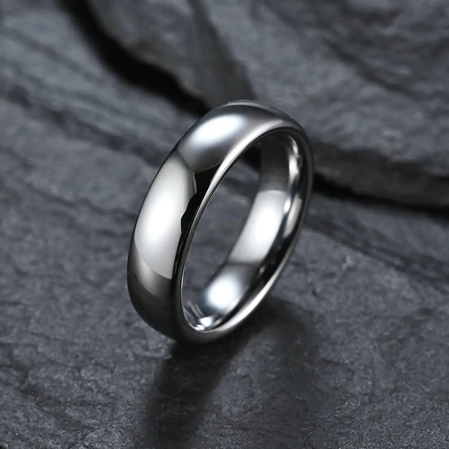 Aienid Personalized Wedding Bands for Couples Wedding Bands Tungsten Sets 6MM 4MM Silver Polished Ring