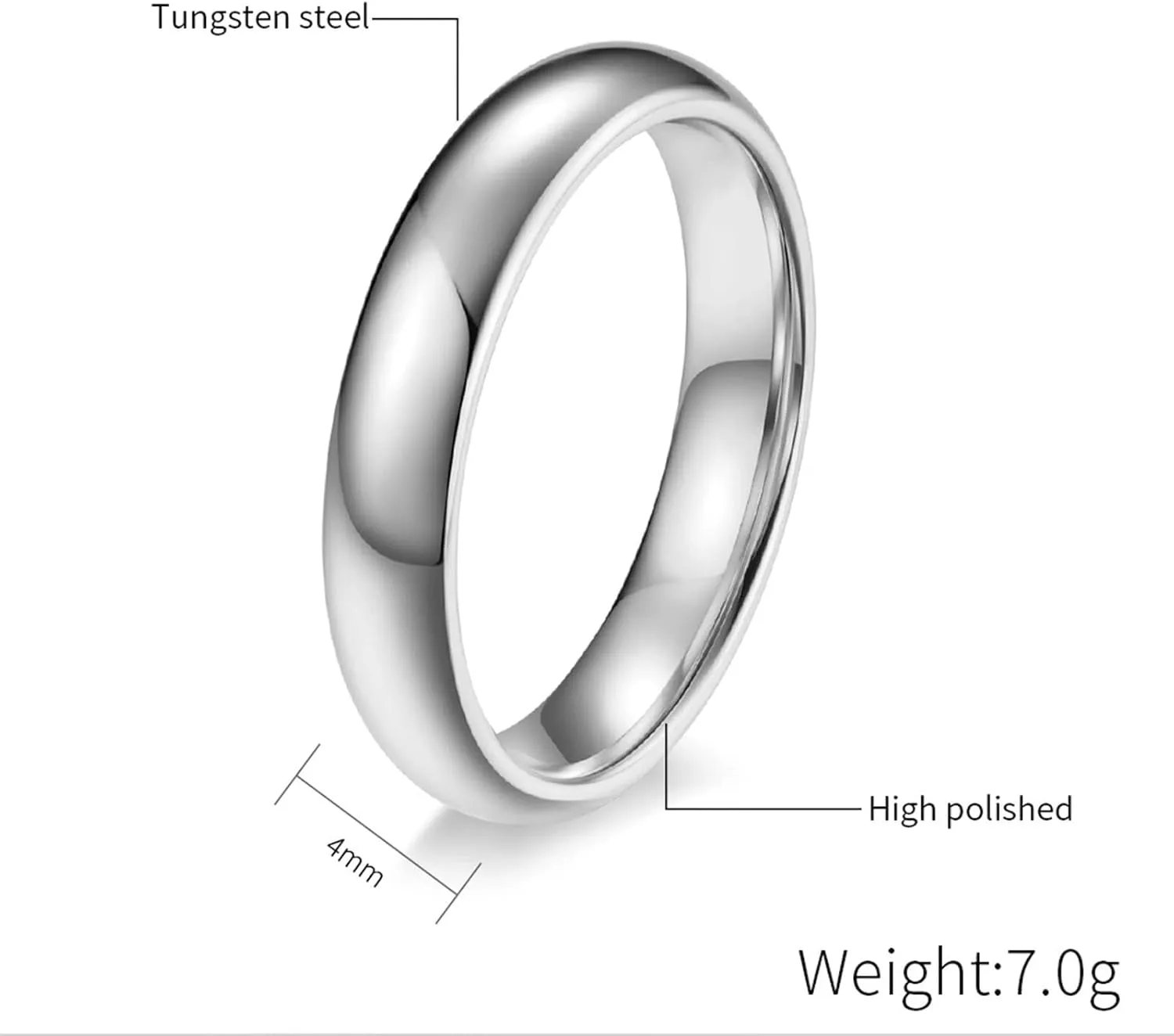 Aienid Personalized Wedding Bands for Couples Wedding Bands Tungsten Sets 6MM 4MM Silver Polished Ring