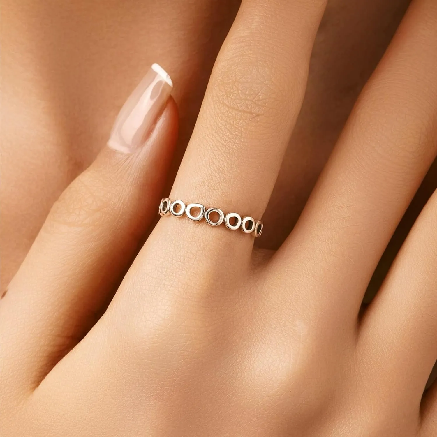 Aienid Womens Wedding Bands Ladies Wedding Bands White Gold 9K Au375/Au585 Size Stackable