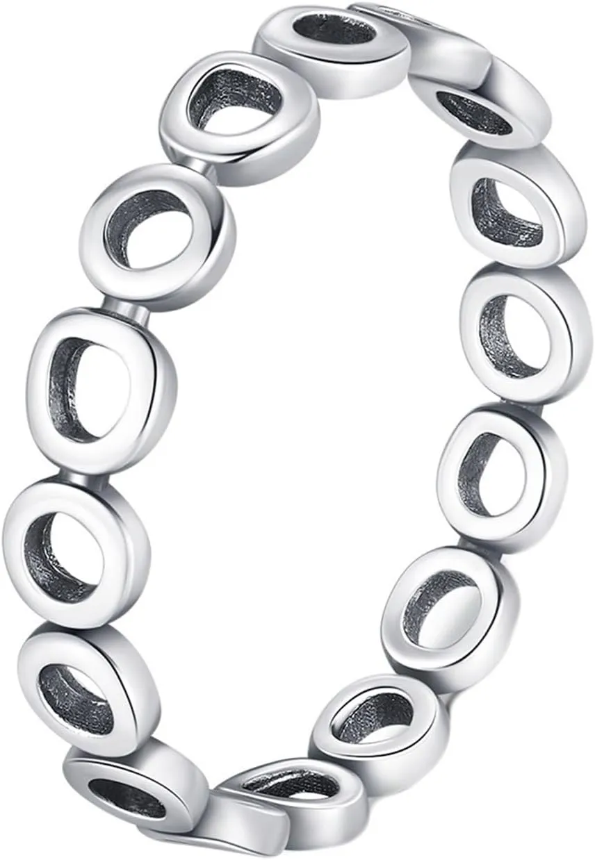 Aienid Womens Wedding Bands Ladies Wedding Bands White Gold 9K Au375/Au585 Size Stackable