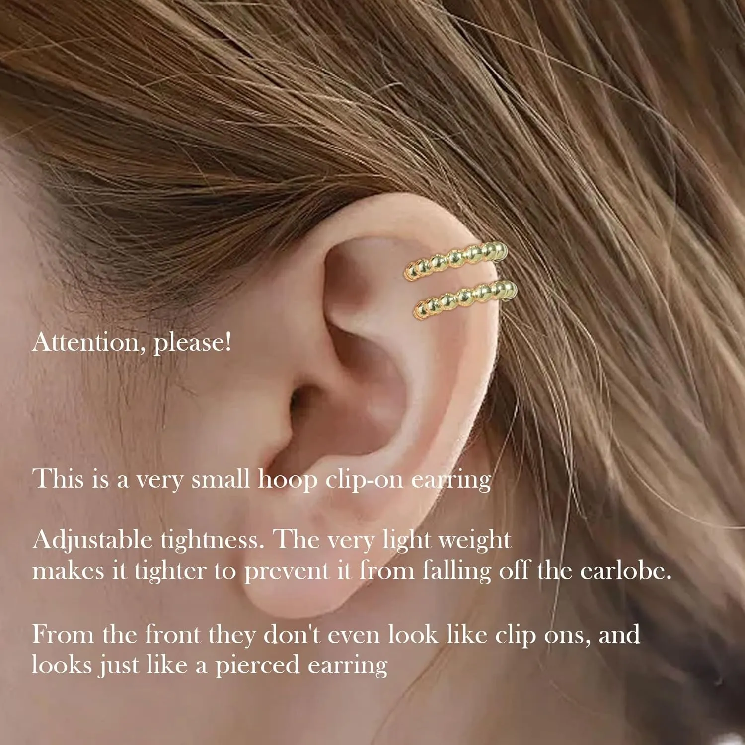 Akeoqi Clip On Hoop Earrings for Women Men Non Pierced Clip On Hoops No Piercing Fake Hoop Earrings Gold Tone