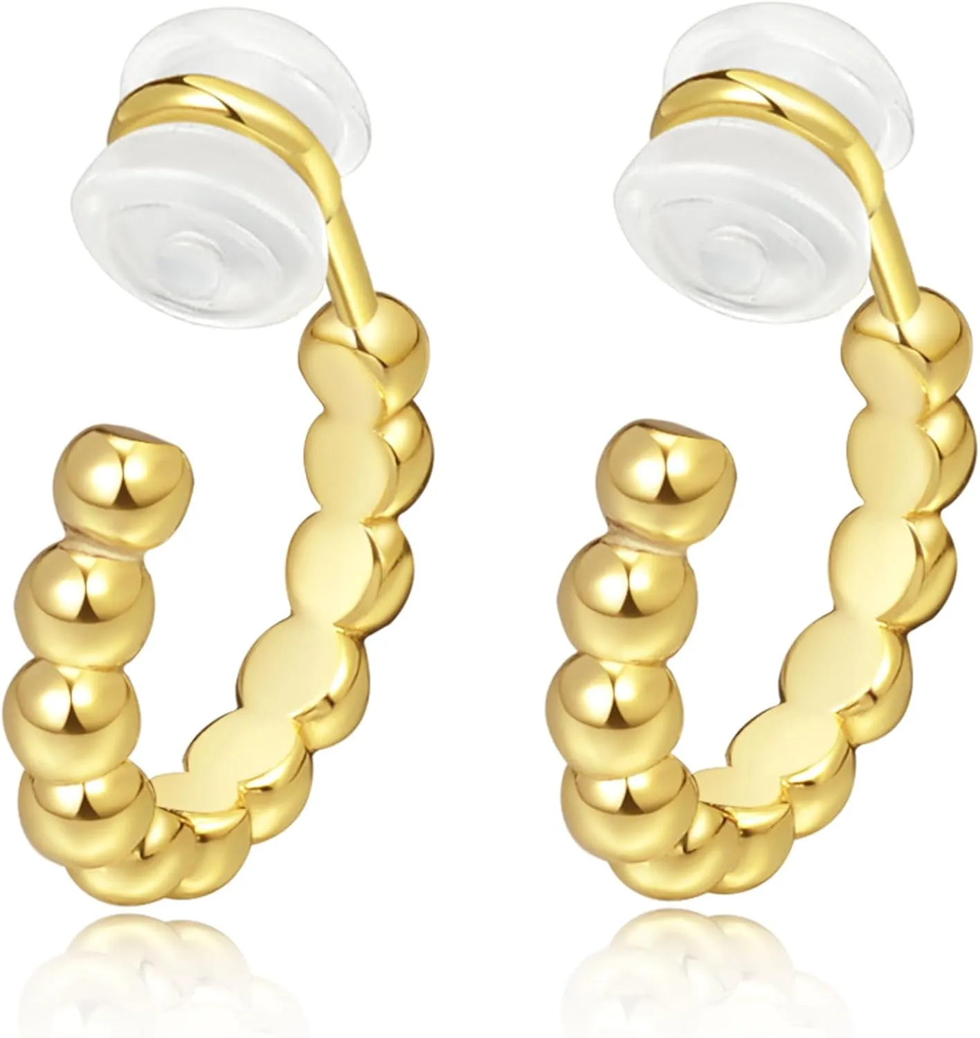 Akeoqi Clip On Hoop Earrings for Women Men Non Pierced Clip On Hoops No Piercing Fake Hoop Earrings Gold Tone
