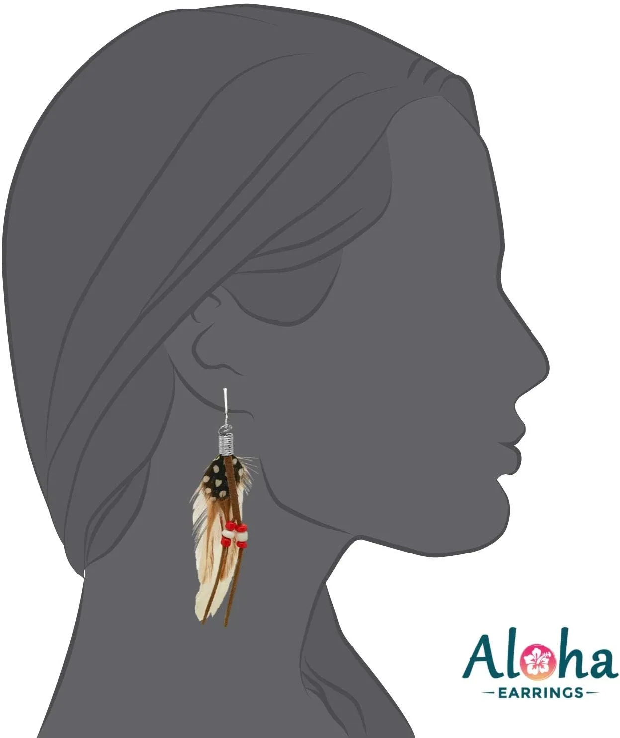 Aloha Earrings-Clip On Real Feather Earrings-Dangle Clip On Earrings Tassel Long Clip Earrings Bohemian