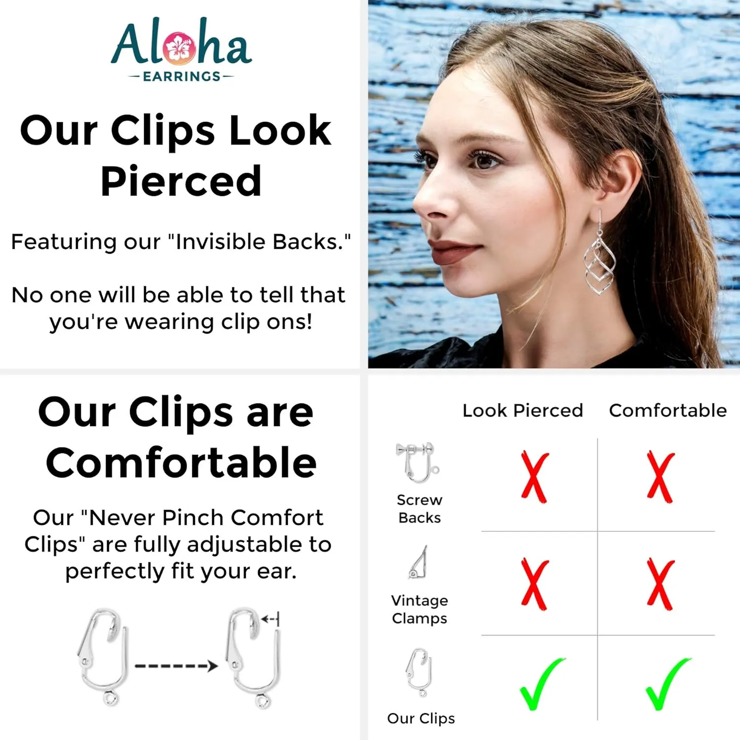 Aloha Earrings-Clip On Real Feather Earrings-Dangle Clip On Earrings Tassel Long Clip Earrings Bohemian