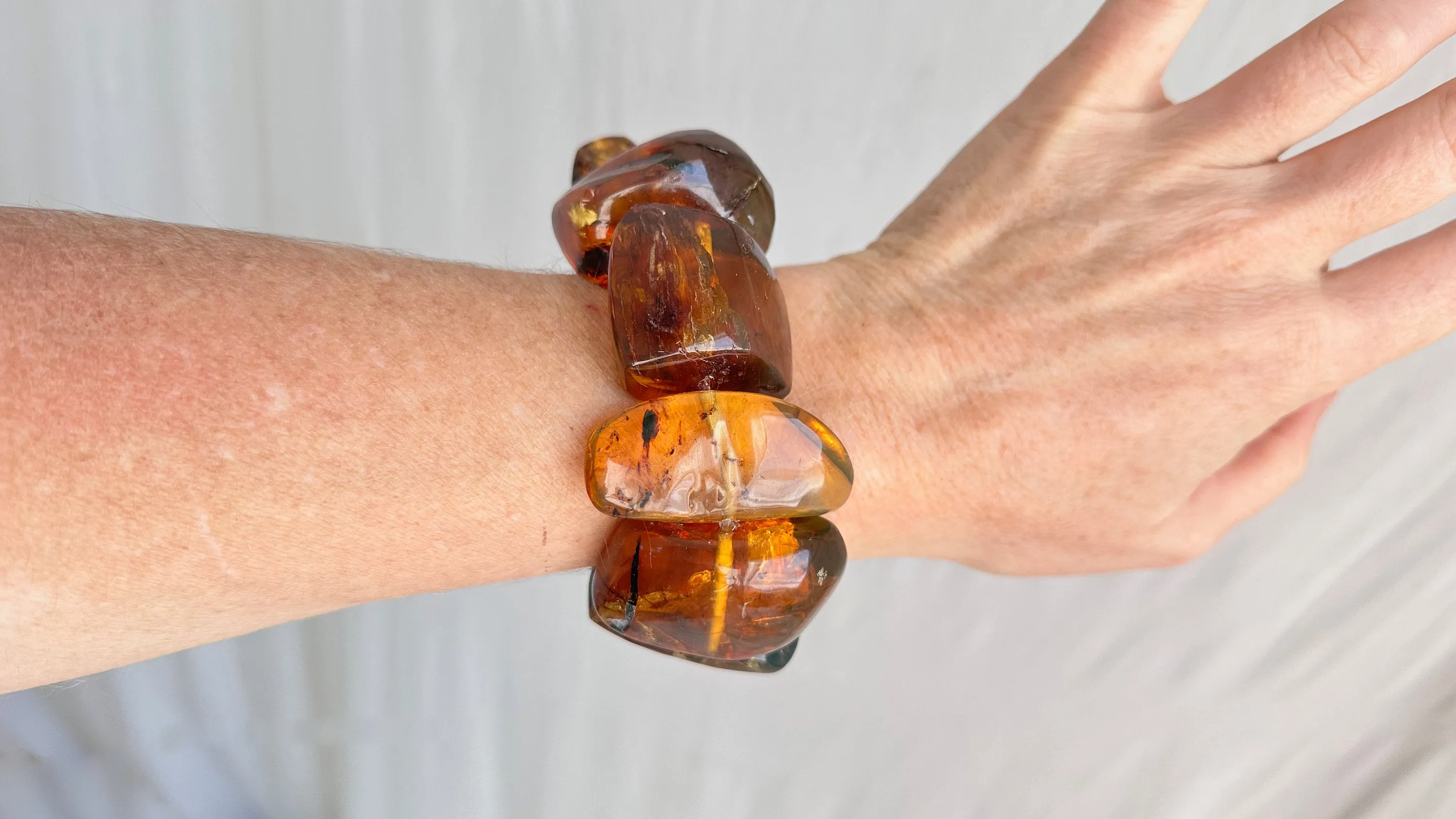 Amber Beaded Bracelet. Chunky. IN COMPLIANCE w/ Etsy Regulations