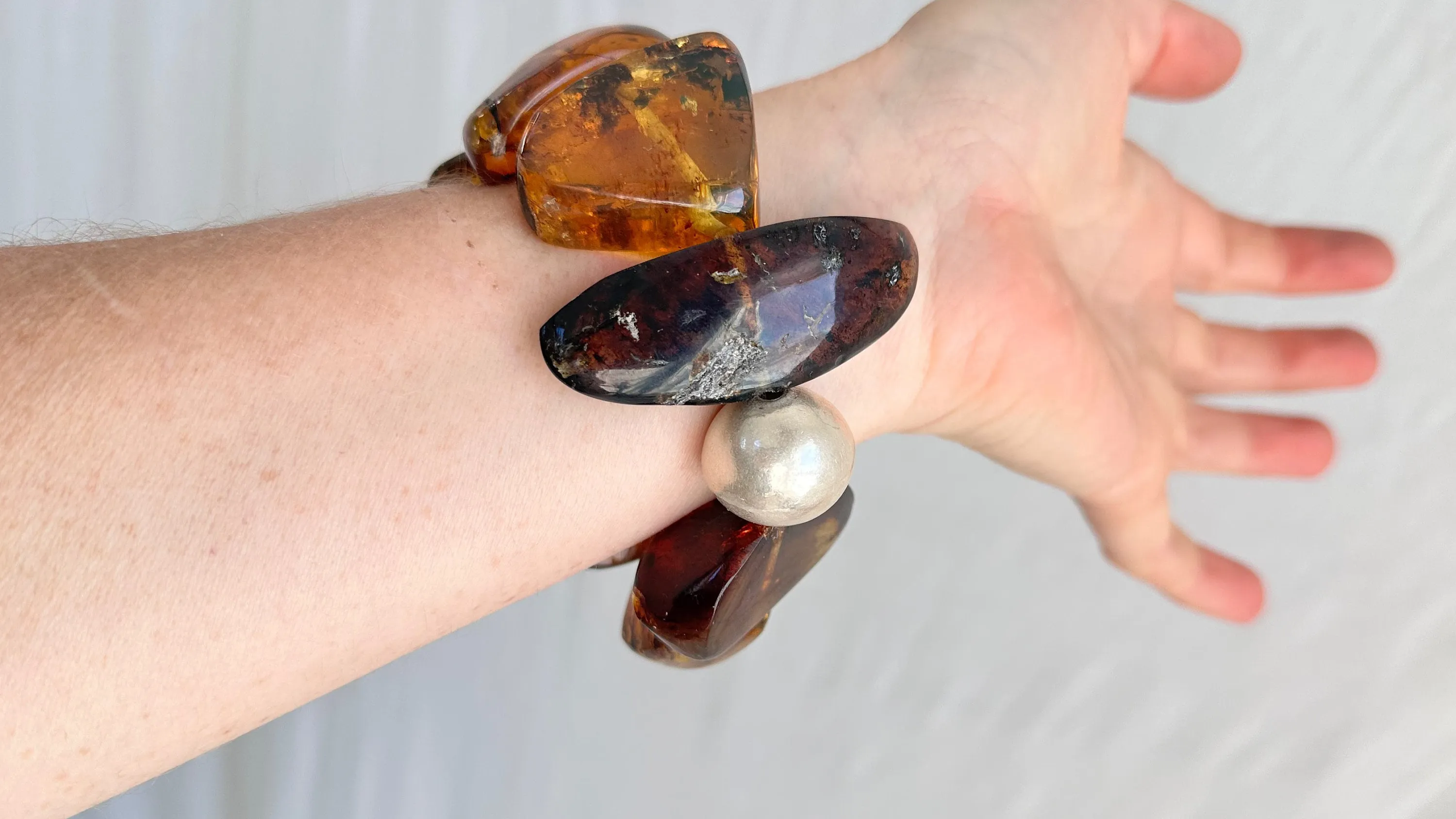 Amber Beaded Bracelet. Chunky. IN COMPLIANCE w/ Etsy Regulations