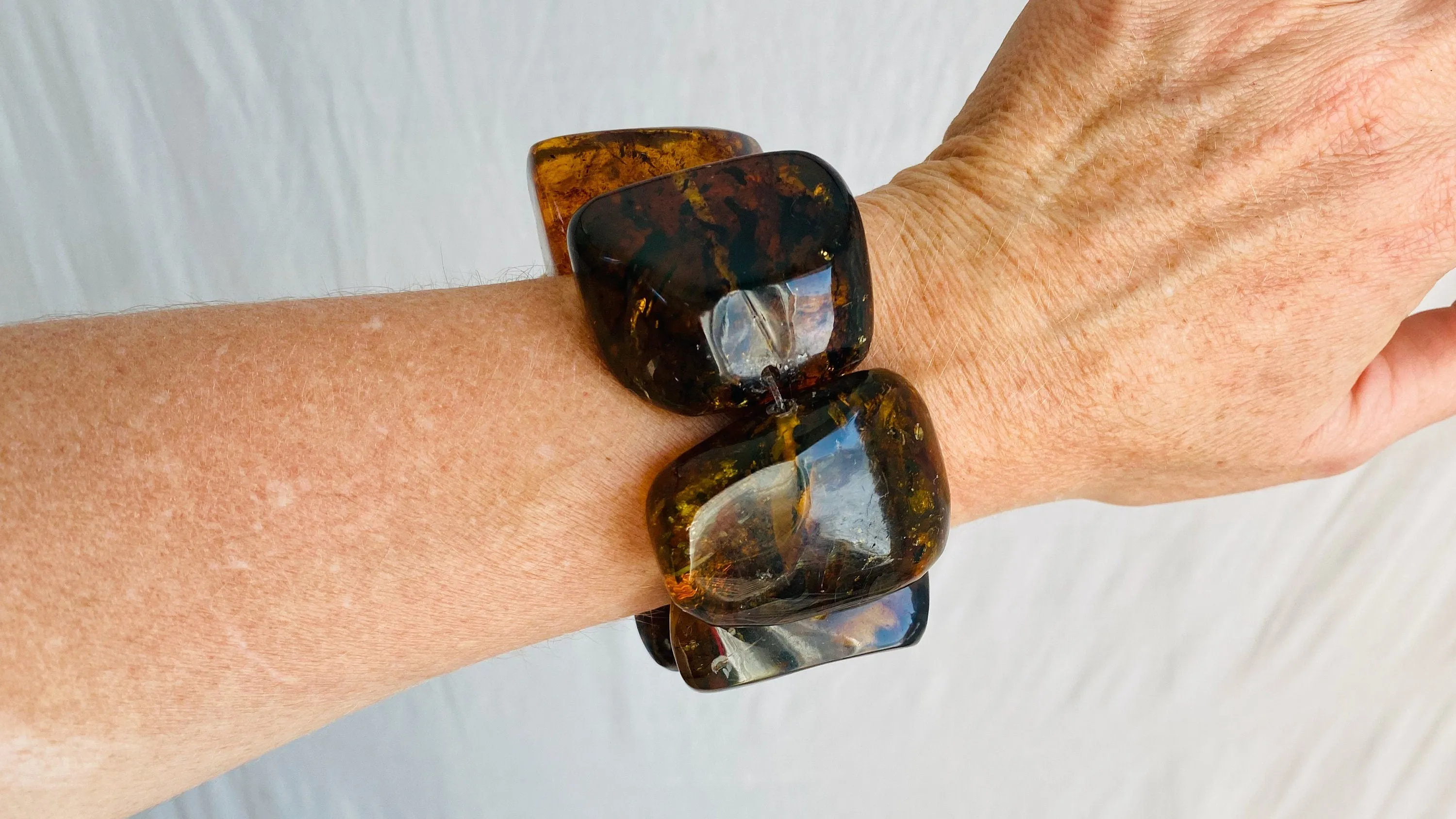 Amber Beaded Bracelet. Chunky. IN COMPLIANCE with Etsy Regulations.