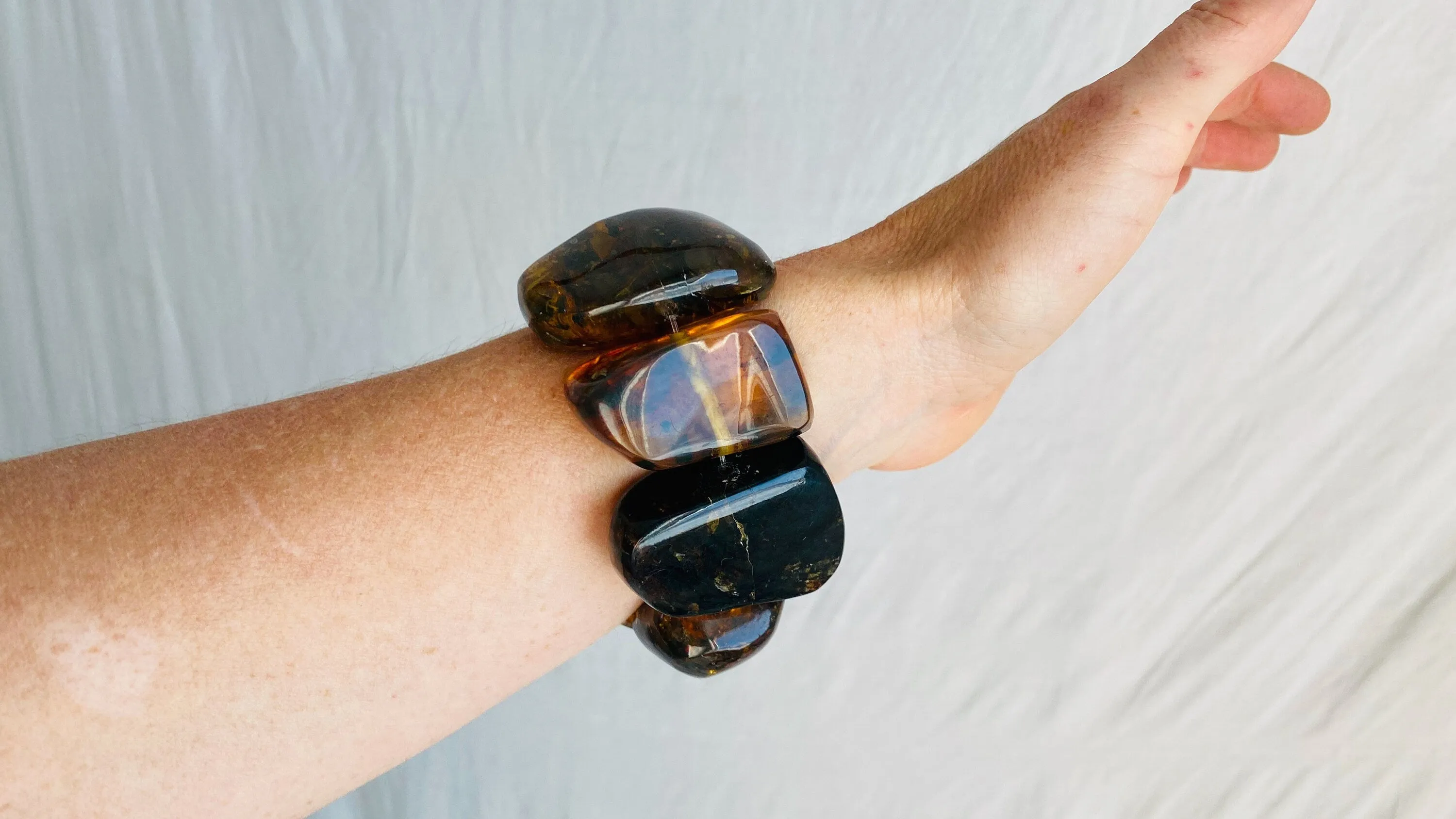 Amber Beaded Bracelet. Chunky. IN COMPLIANCE with Etsy Regulations.