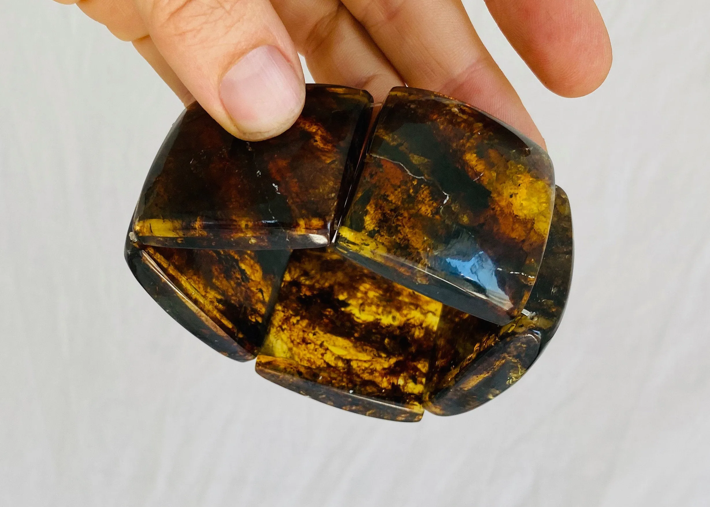 Amber Beaded Bracelet. Mexican Amber. Chunky (F)