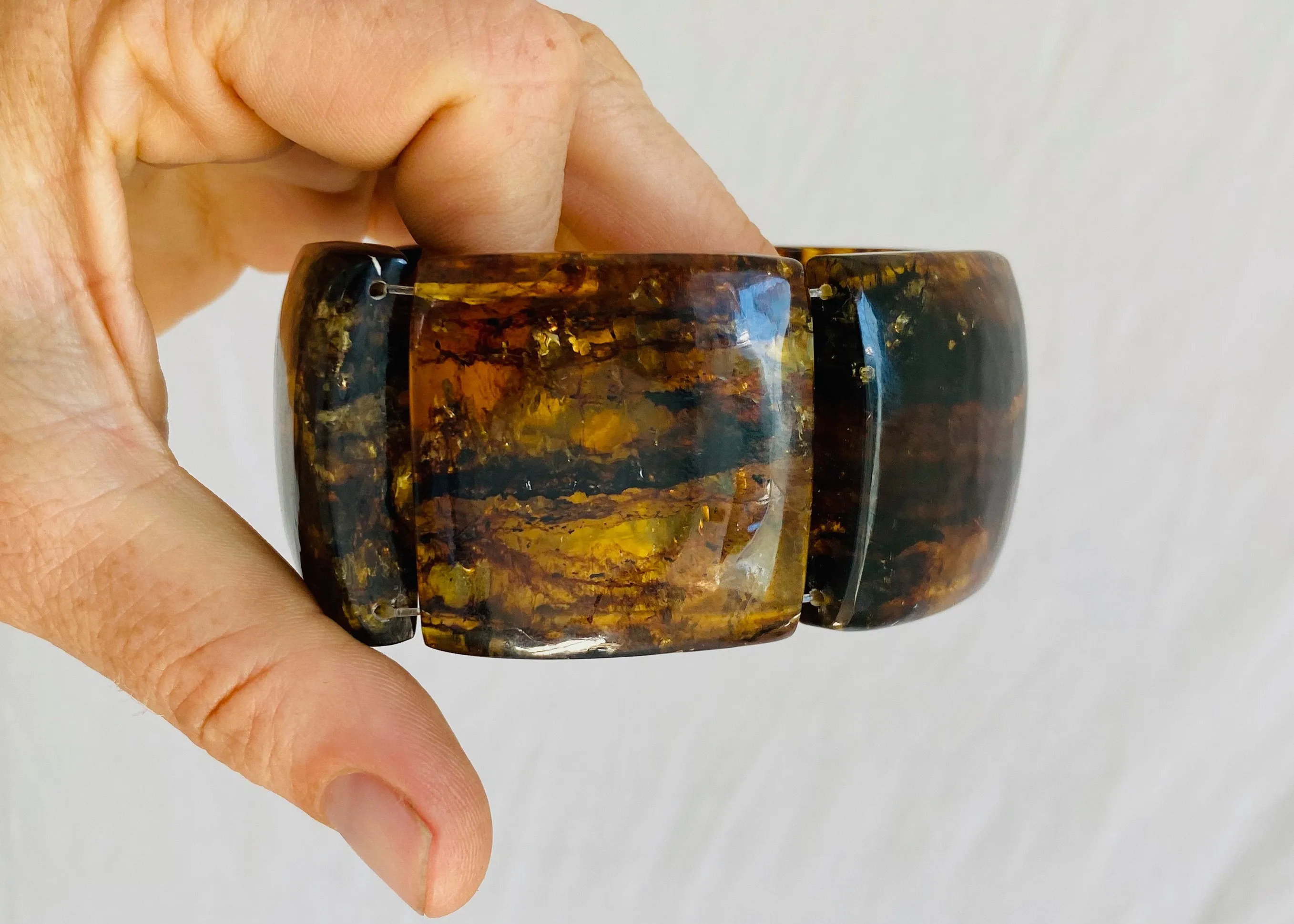 Amber Beaded Bracelet. Mexican Amber. Chunky (F)