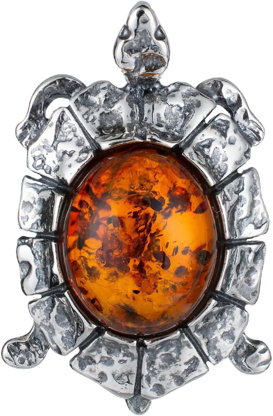Amber Jewelry for Women - Sterling Silver and Baltic Amber Turtle Pendant, Includes 925 Sterling Silver Chain - Sterling Silver Jewelry Collection, made in Poland