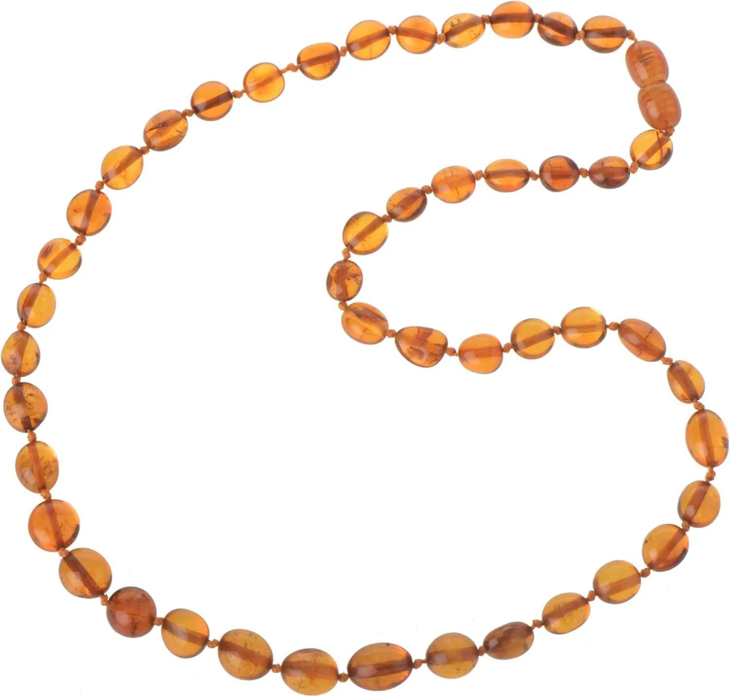 AmberJewelry Baltic Amber Necklace for Adults, Genuine Amber Beads, Screw Clasp, Cognac Color Natural Baltic Amber Healing Necklace from Baltic Region (19.7 inch) collar de mbar