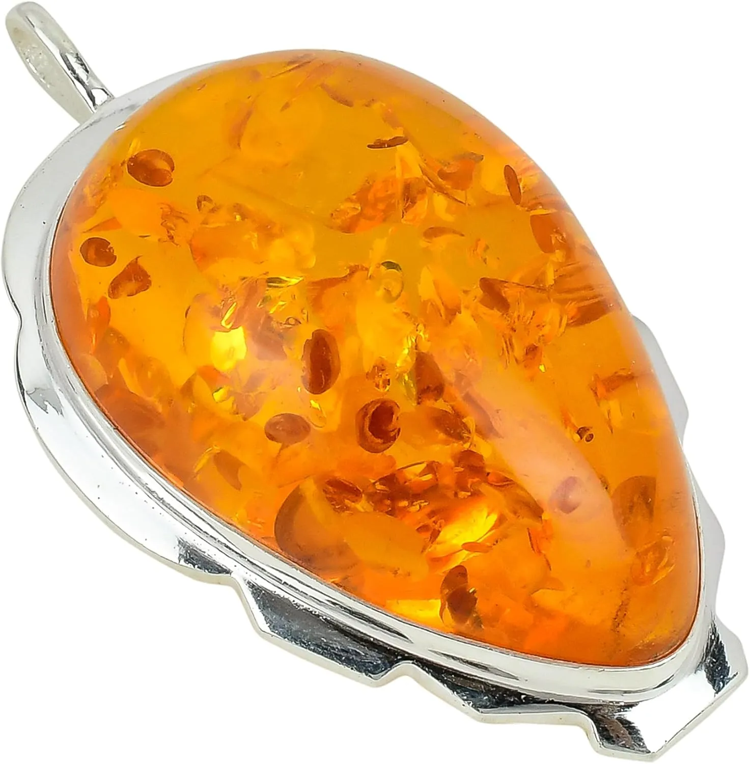 Anayka Lab-Created Baltic Amber Pendant Necklace - Silver Plated, 20 Inch Chain