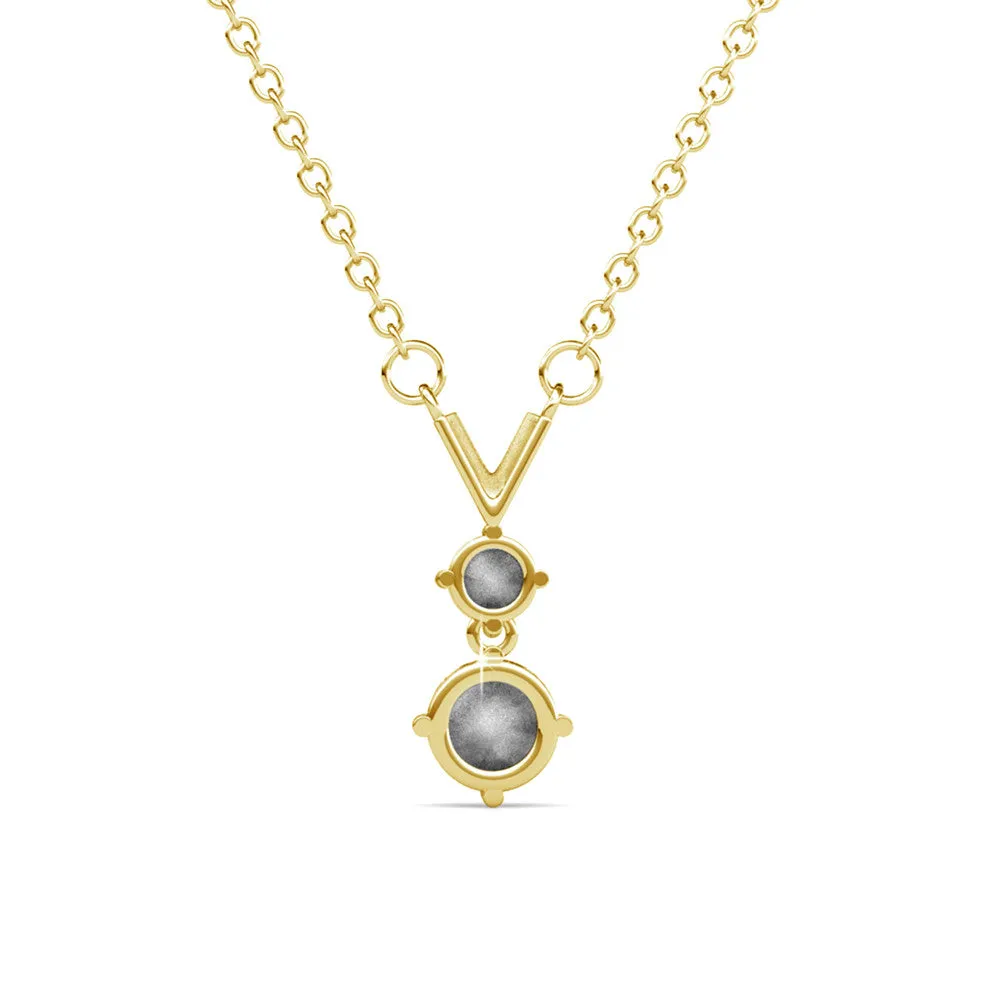 Andy 18k White Gold Plated 2-Stone Pendant Necklace with Swarovski Crystals