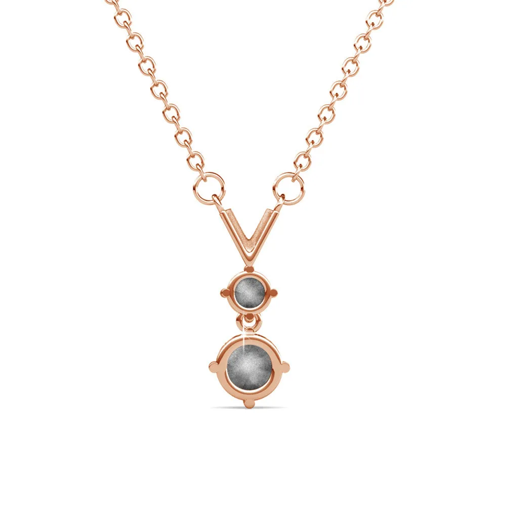 Andy 18k White Gold Plated 2-Stone Pendant Necklace with Swarovski Crystals