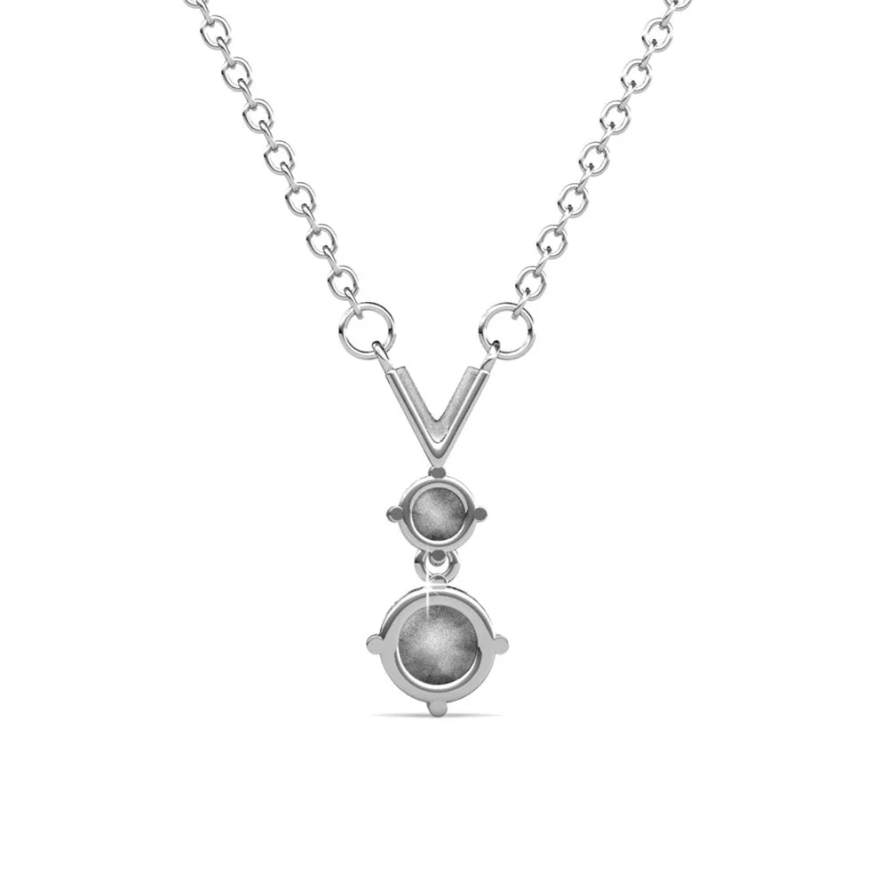 Andy 18k White Gold Plated 2-Stone Pendant Necklace with Swarovski Crystals