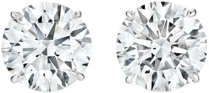 ANGEL SALES 1.60Ctw Round Cut CZ White Diamond Push Back Stud Earrings with 925 Sterling Silver 14k White Gold Finish