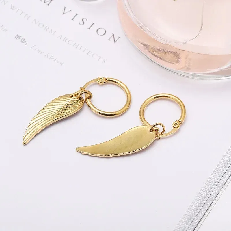 Angel Wing Earrings | Hoop | Dangling | Drop | Gold | Stainless Steel | Gift