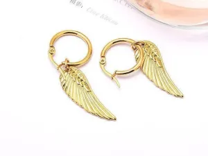 Angel Wing Earrings | Hoop | Dangling | Drop | Gold | Stainless Steel | Gift