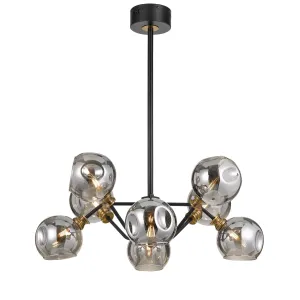 Annabel 8lt Pendant Black, Smoke and Antique Brass