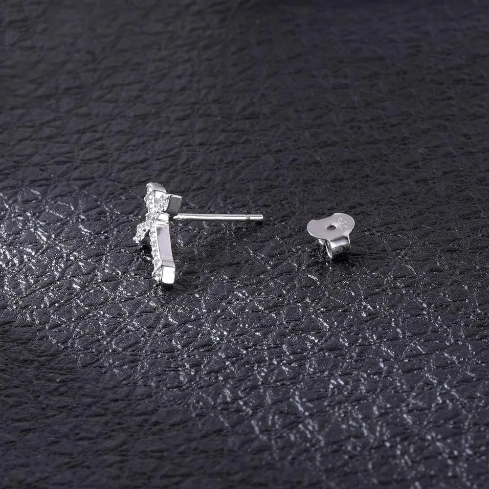 AoedeJ Cross Stud Earrings Sterling Silver Cubic Zirconia Religious Cross Earrings Stud for Women and Men