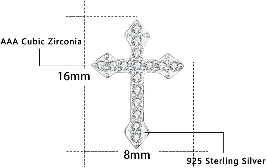 AoedeJ Cross Stud Earrings Sterling Silver Cubic Zirconia Religious Cross Earrings Stud for Women and Men