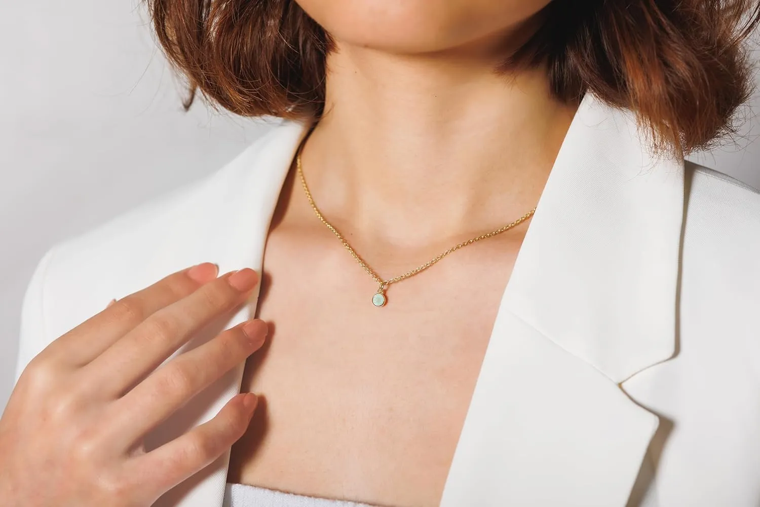 Aquamarine Necklace for Women, Premium Gold Minimalist Round Necklaces - Tarnish Free 18K Gold Plated Certified S925 Statement Necklace Gold Jewelry for Women - Mothers Day Gifts for Mom Wife
