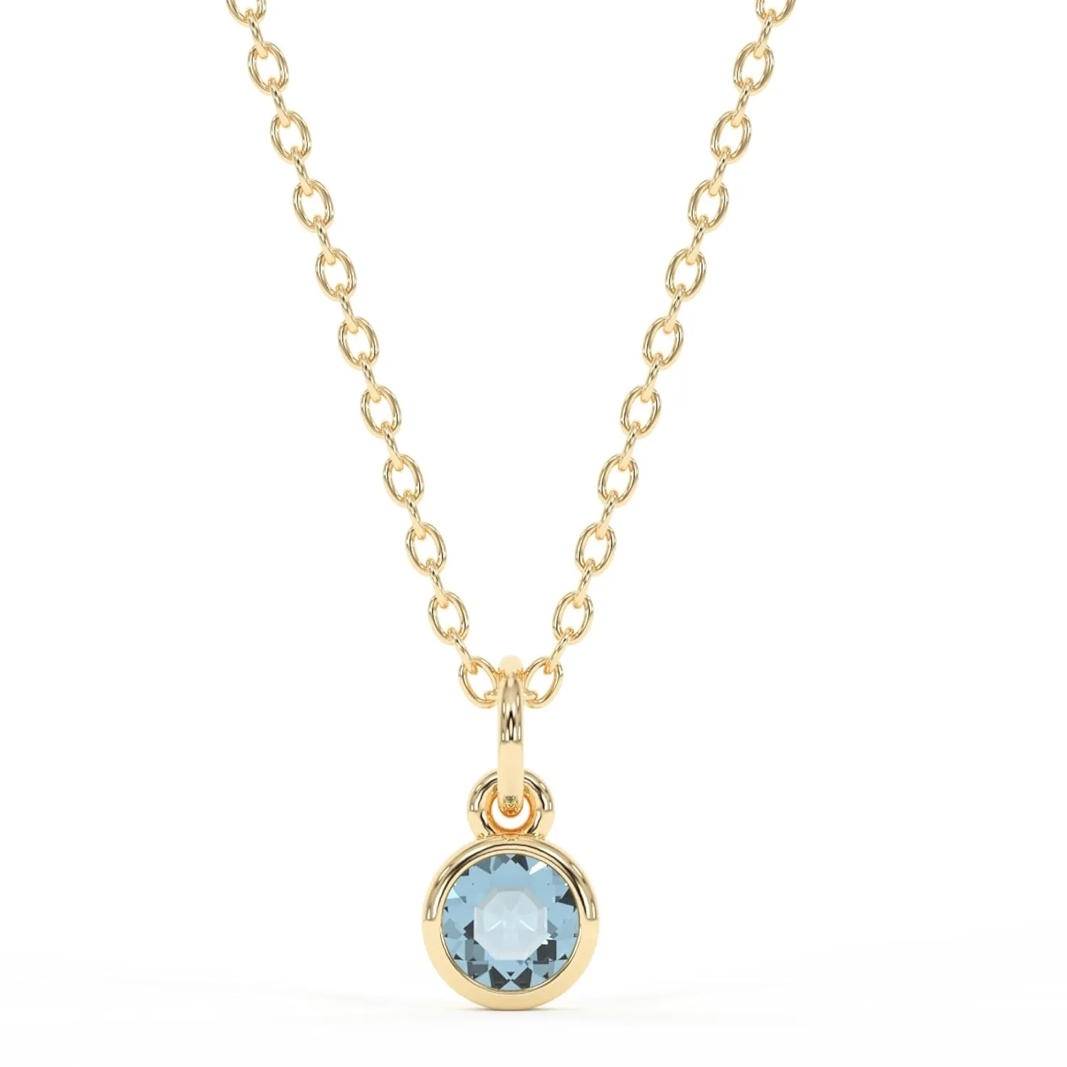 Aquamarine Necklace for Women, Premium Gold Minimalist Round Necklaces - Tarnish Free 18K Gold Plated Certified S925 Statement Necklace Gold Jewelry for Women - Mothers Day Gifts for Mom Wife