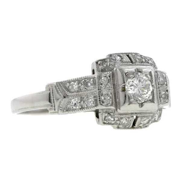 Art Deco Diamond Engagement Ring, TRB 0.24ct