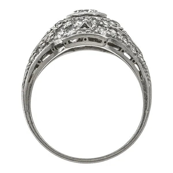 Art Deco Filigree Engagement Ring, TRB 0.60ct.