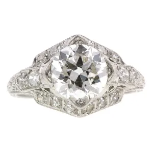 Art Deco TRB 1.60ct Diamond Platinum Engagement Ring