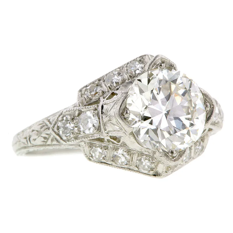 Art Deco TRB 1.60ct Diamond Platinum Engagement Ring